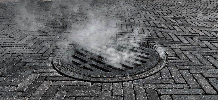 Smoke coming out of sewer
